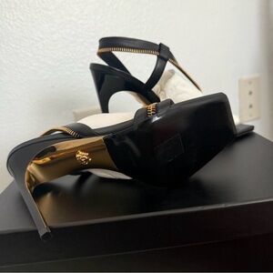 Versace Black and Gold Strappy Heels
